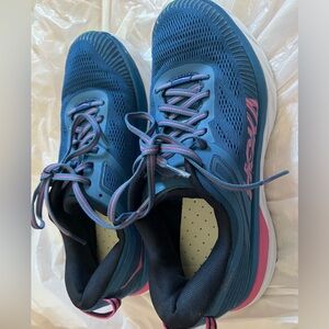 Size 9.5- Hoka One One Bondi 7 Vallarta Blue Phlox Pink